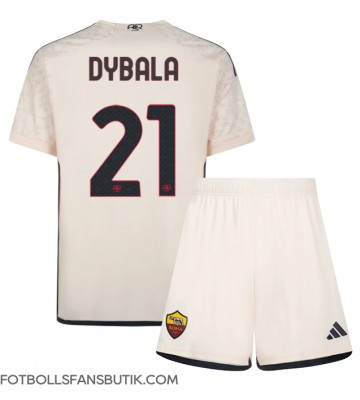 AS Roma Paulo Dybala #21 Replika Bortatröja Barn 2023-24 Kortärmad (+ Korta byxor)